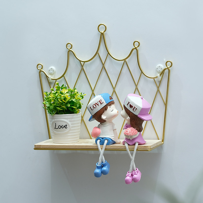 Nordic dining room wall decorations pendant children's room bedside wall wrought iron shelf Wall Wall decoration creative