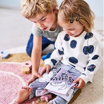 Export European PETIT MONKEY Original single organic cotton-made babys first black and white animal cloth book