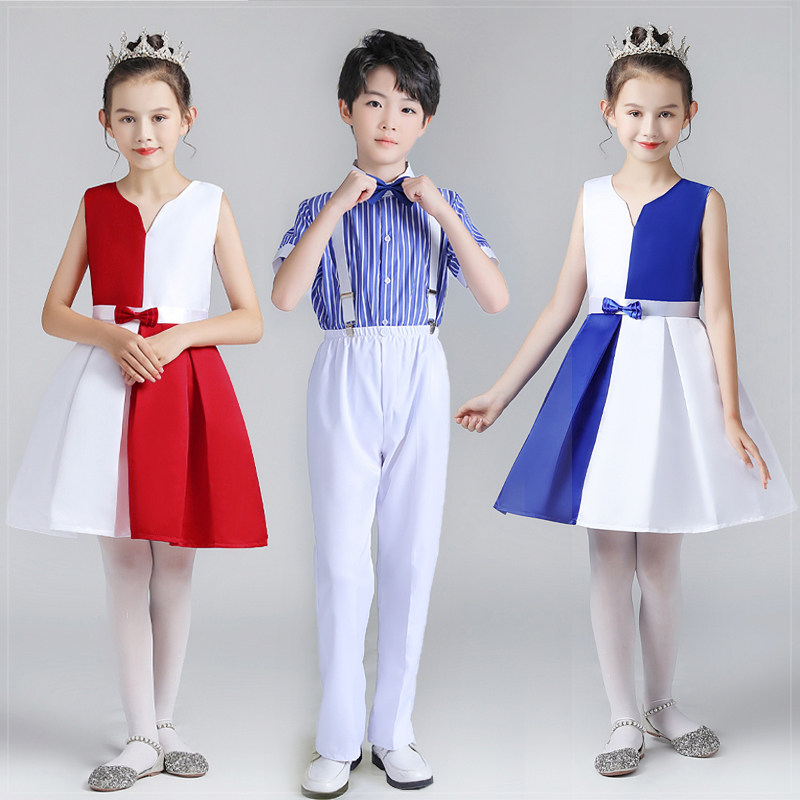 Children's Chorus Dress Princess Dresses Great Choir Host Gown Gown Show Costume Performance Short Sleeve Summer