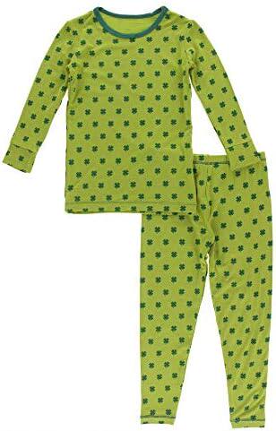 Сувенир kickee pants lucky clover pajama set with long sleeve tee  l