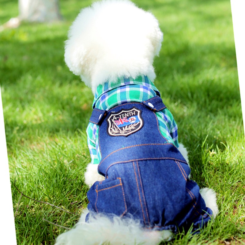 Quần áo thú cưng denim quần áo bốn chân Teddy hơn gấu VIP Bomei schnauzer chó mèo quần áo - Quần áo & phụ kiện thú cưng áo dài cho chó