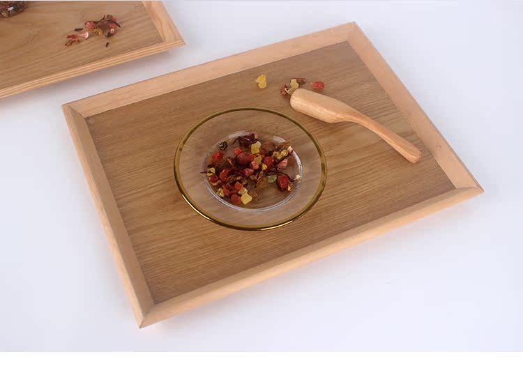 Khay gỗ nướng khay bánh mì Nhật Bản rắn gỗ hình chữ nhật Khay trà hộ gia đình đơn giản Khách sạn khay gỗ - Tấm khay trà bằng gỗ lũa