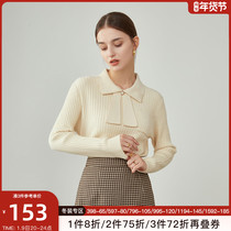 Fan Si Lanen lapel bow pullover sweater 2021 Winter new interior warm design