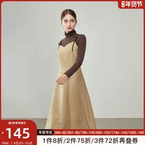 Fan Si Lanen temperament niche modern elegant suspender dress 2021 Winter new high waist long A- line dress women