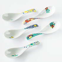 Japan imported Kutani yaki retro kingfisher auspicious Japanese ceramic tableware spoon spoon spoon spoon rice spoon