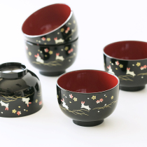 Japanese-made mountain lacquerware Moon rabbit resin Japanese cooking bowl miso soup bowl rice bowl baby tableware microwave