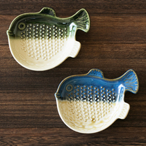 Japanese puffer fish small grinding plate seasoning sauce plate supplementary food grinder Japanese cooking tableware