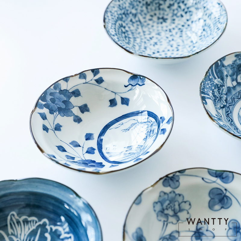 Spot Japanese-made Posami burning dyed and painted into rice bowl soup bowl deep plate five-in gift box set Japanese tableware