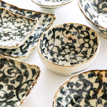 Japanese hand-made tableware retro hand-painted Tang grass pottery bowl plate household large Bowl soup bowl plate Japanese tableware