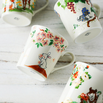 wanttyshop Japanese-made beautiful burnt cherry blossom rabbit sika deer bear squirrel Animal Mug coffee cup