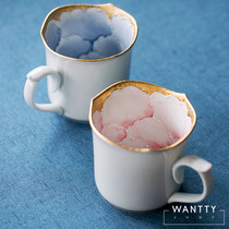 Spot Japanese made Tian Yao Wenshan kiln hand-painted gold peony inner flower Mug Cup Cup Cup Tea Cup couple Cup