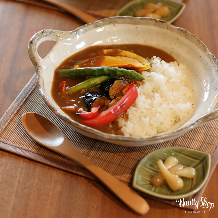 Spot Japanese-made Mino-yaki coarse pottery retro double-ear soup plate Pasta bowl Hand-made old dinner bowl Curry dinner plate
