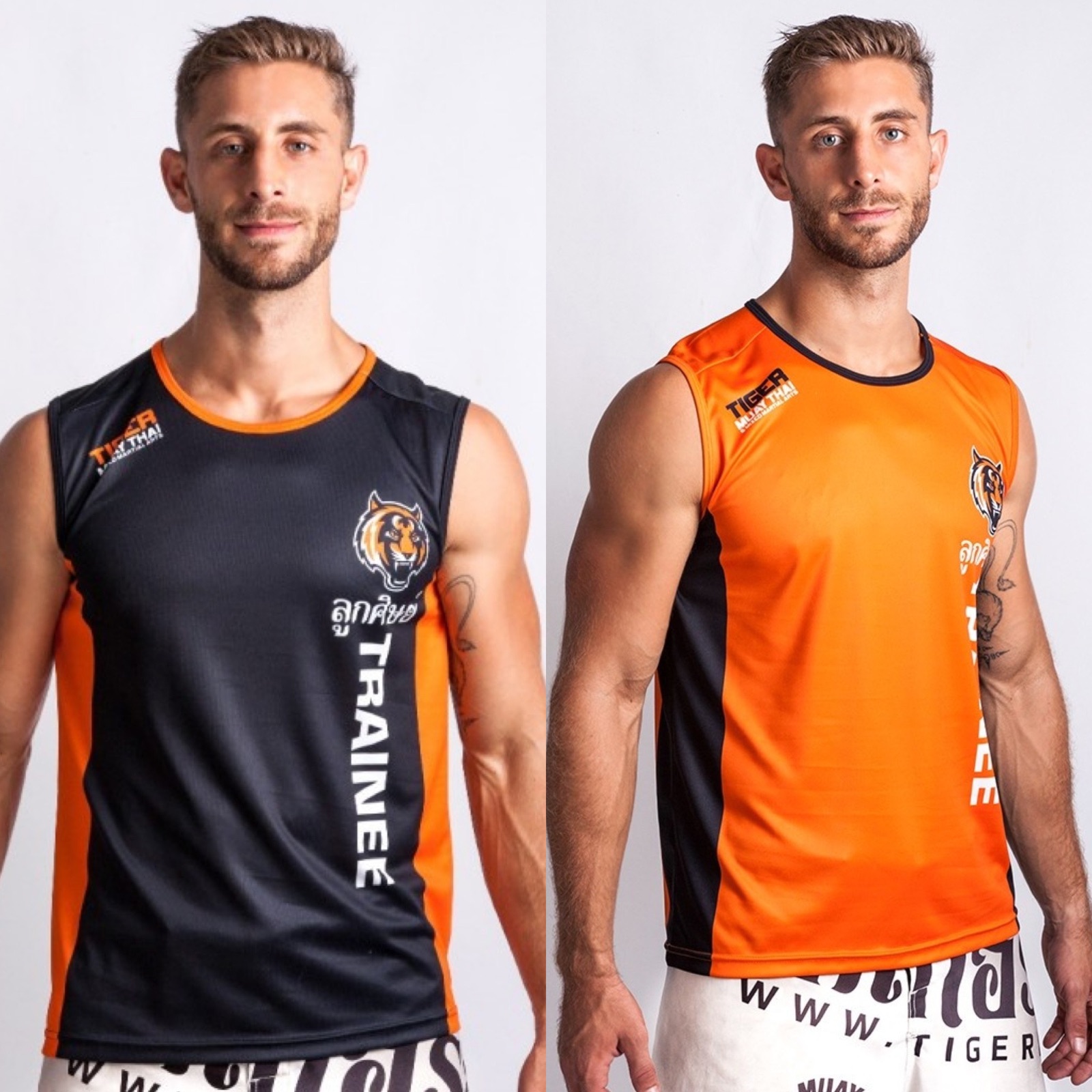 New Thai tiger Tiger Tiger Tai punched men black orange pigment and breathable speed dry man and woman vest