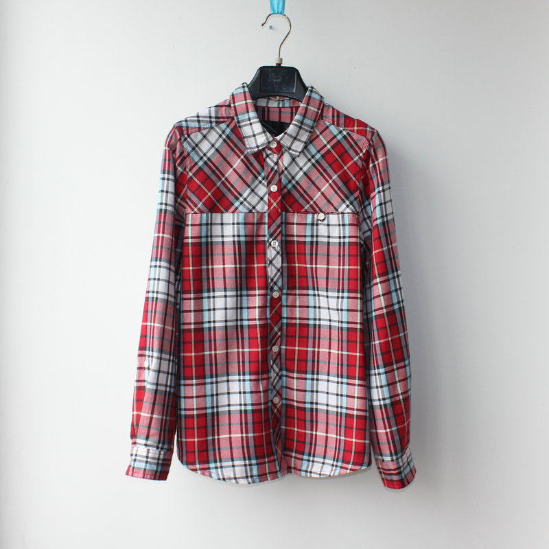 Spring Autumn Parenting Lady Students Outdoor Casual Plaid Shirt cuff Sport Mountaineering Travel Speed Dry Ventimites