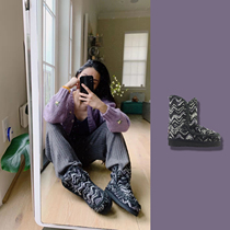 American warehouse MOU snow boots wool one-piece woven color combination solid color suede velvet soft cute warm