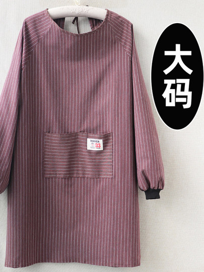 Extra Large Size Plus-Size Smock with Sleeves for Men, Made of Breathable Cotton Fabric, Long-Sleeved, Suitable for Home Kitchen Use, Autumn and Winter, Worn Backwards