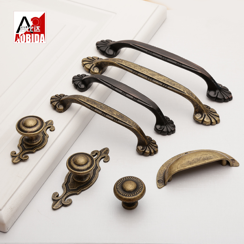 Make old ancient bronze black yellow antique bronze small number handle drawer whole cabinet shoes cabinet wardrobe door single hole distance zinc alloy handle