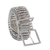 Ceinture entièrement en diamant pour femmes ceinture de chaîne de taille en strass incrustée de diamants à dix rangées luxueuse et élégante avec ceinture de pantalon décontractée