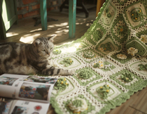 Liang Honda Garden wind wisteria gardenia hand crochet woven wool sofa blanket DIY delivery video tutorial