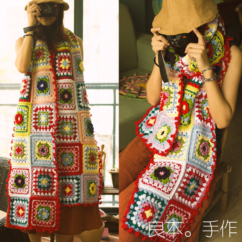 Liangamoto Handworks Mori Women's Department Original Design Female Costume Mori Splicing Fields Garden Wind Retro Antique Scarves