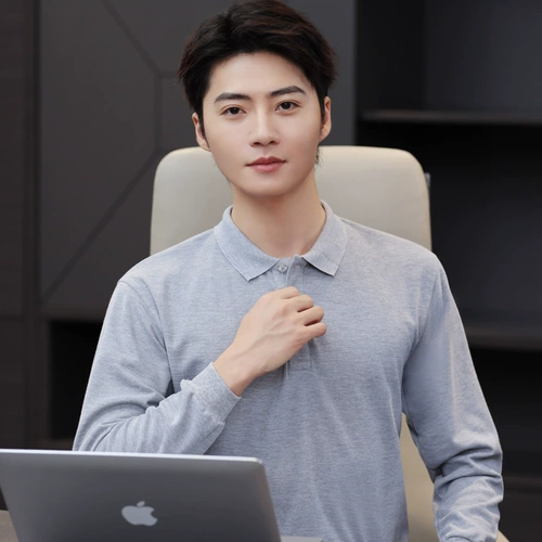 纯色商务t恤长袖粉色Polo衫男女超市母婴店营业员春秋装定制印字