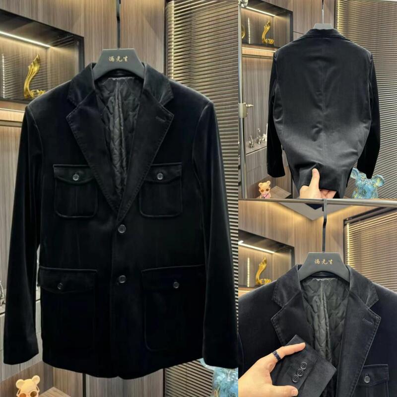 Single-Breasted Winter Suit Jacket, Trendy Slim Fit, Lapel, Velvet Suit, Simple and Luxurious, Multi-Pocket Coat Single-Breasted Winter Suit Jacket, Trendy Slim Fit, Lapel, Velvet Suit, Simple and Luxurious, Multi-Pocket Coat