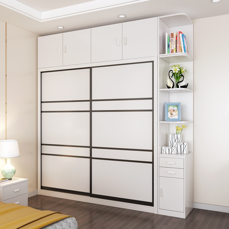Sliding door wardrobe simple modern economical assembly 2 doors small apartment bedroom sliding door large wardrobe set furniture