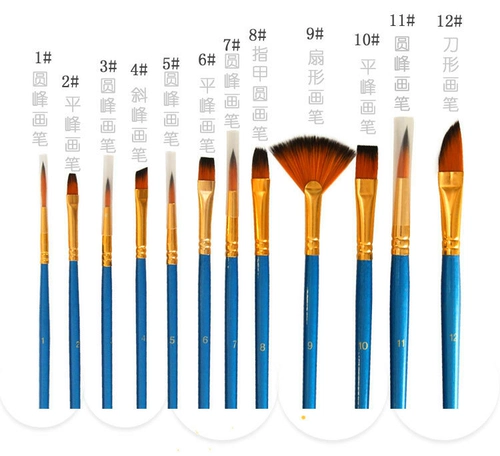 Акварель, гуашь, акрил, кисть, художественный нейлоновый комплект, 12 шт