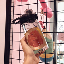 Korean version of large capacity simple fresh plastic water Cup portable accompanying fitness sports kettle male and female students hand Cup