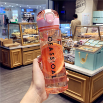 Simple creative student water Cup male Lady portable personality trend plastic cup sports fitness with tea leak water bottle