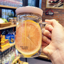 Korean version of the net Red simple office with tea compartment tea heat-resistant glass men and women students Water Cup portable household Cup