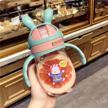 Handle strap baby anti-choke Cup children cute bubble milk drinking plastic cup kindergarten portable water Cup