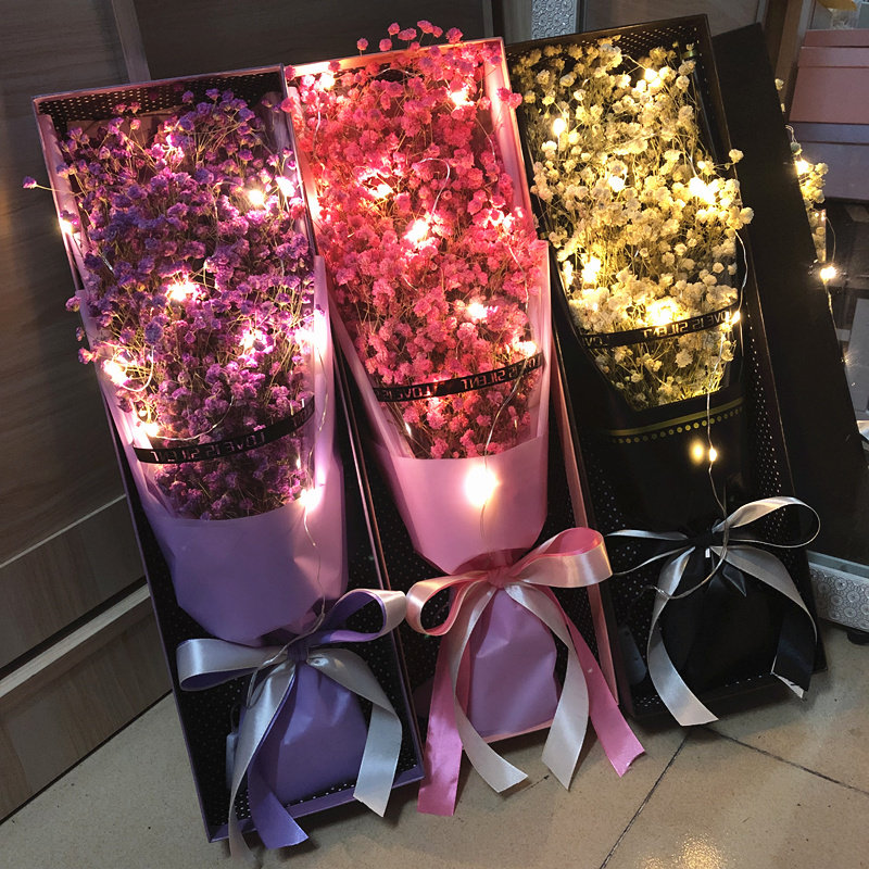 Net red girl heart dried flowers ins Bouquet Starry Eternal Flowers Natural Valentine's Day Birthday gift Graduation girlfriend