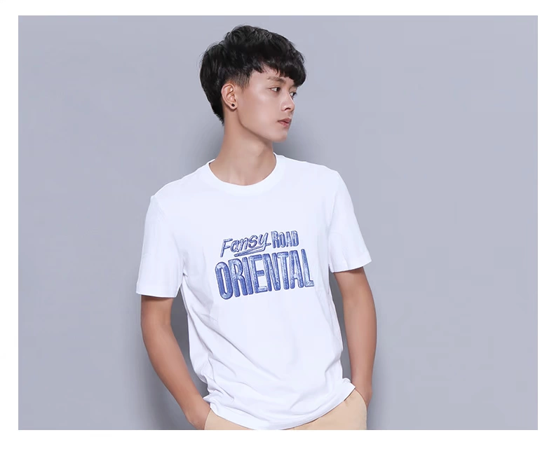 Jasonwood / bám sát mùa hè mới của tôi xu hướng thời trang tay ngắn nam in chữ cá nhân áo phông trắng nam