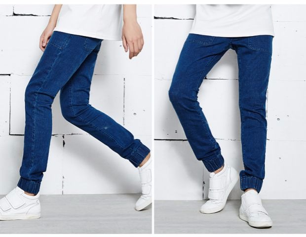 Jasonwood / nhấn mạnh vào quần nam vừa vặn của tôi thon gọn dây denim lỏng lẻo cổ điển tối áo nam