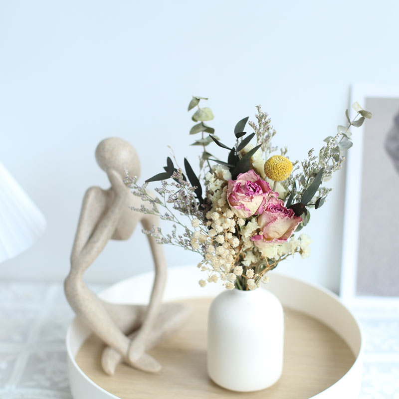 Dry flower bouquet high-end light luxury real flower rose gypsophila daisy home living room decoration ornaments photo props