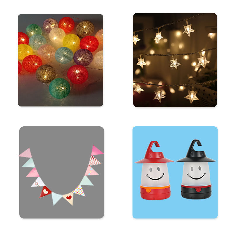 Children's tent accessories Decorative Lighting Room Night Light Decoration Cotton Thread Round Ball Light Battery OUTDOOR FESTOONS