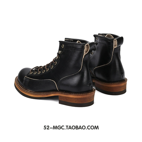 Рабочие с японскими ручной работы Ameaha, с короткими ретро -ретро -ретро -ретро -ретро, ​​мужской высокопоставленной локомотив Martin Boots