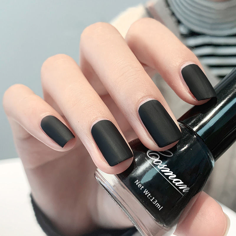 Matte Black Nail Polish, No-Bake, Quick-Drying, Non-Peelable, Long-Lasting, Home-Use Set