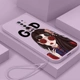 Redmi 9/сторона кубика Рубика — фиолетовый сакура — девушка в очках + закаленная пленка + силиконовый ремешок того же цвета