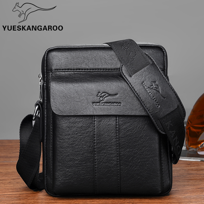 Yuesen Kangaroo Men's Bag Genuine Leather Shoulder Bag Men's Messenger Bag Casual Backpack Fashion Business Trendy Brand Leather Satchel Bag