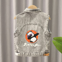 2022 Spring-autumn new childrens clothing boy Cowboy Machia children cartoon printed blouses The boys casual outwear boy
