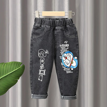 2021 children fitted with new boy jeans Children in waist pants loose trousers male baby Han version pants