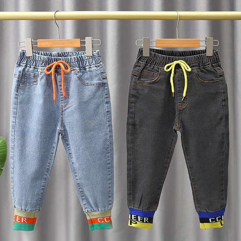 Children's jeans 2022 spring and autumn new children's clothing boys Korean version of elastic trousers, handsome and Western style for children