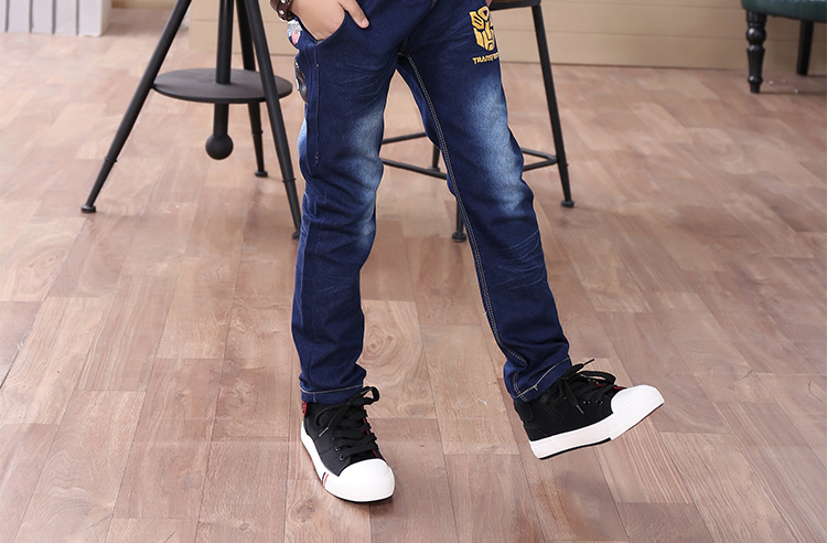 2016 quần áo trẻ em trai jeans mùa xuân và mùa thu quần trẻ em chân quần trong cậu bé lớn Slim jeans