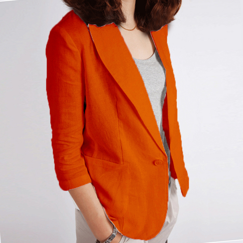 Cotton and Linen Blazer for Women, Short Style, Petite Fit, Slim, 2025 Spring/Summer, Casual, Single-Layer Linen, Three-Quarter Sleeves, Thin, XS