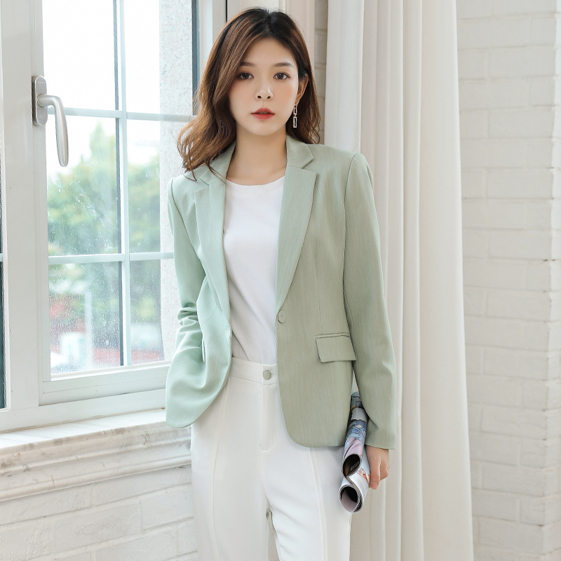 Green Slim-Fit Blazer for Women 2025 Spring/Summer New Long-Sleeve Casual Suit Jacket Petite Short Thin Style