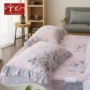 Mới 100% cotton twill quilted gối với ren Hàn Quốc bộ gối bông gối cao su non cho người lớn