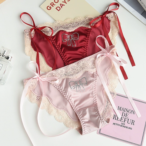 Шелковые трусы, летние тонкие штаны, сексуальный кружевной хлопковый ремень