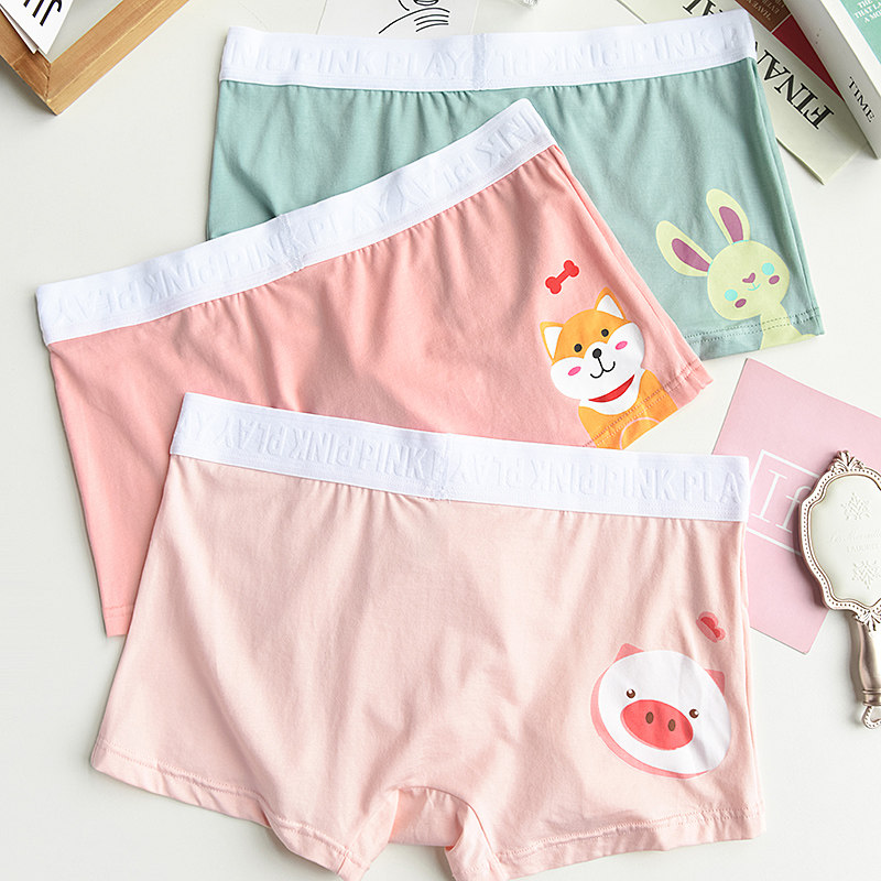 Men's soil underwear pure cotton cartoon cute summer boxer pants teen boys solid color breathable boxer shorts head